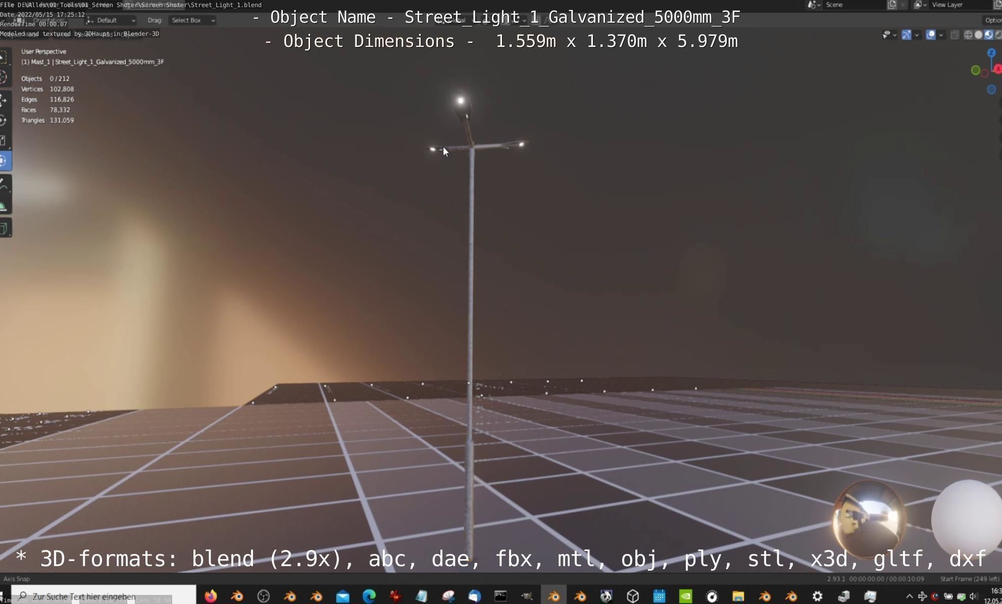 Street Light 1 Galvanized 5000mm 3F Low-poly 3D model_27