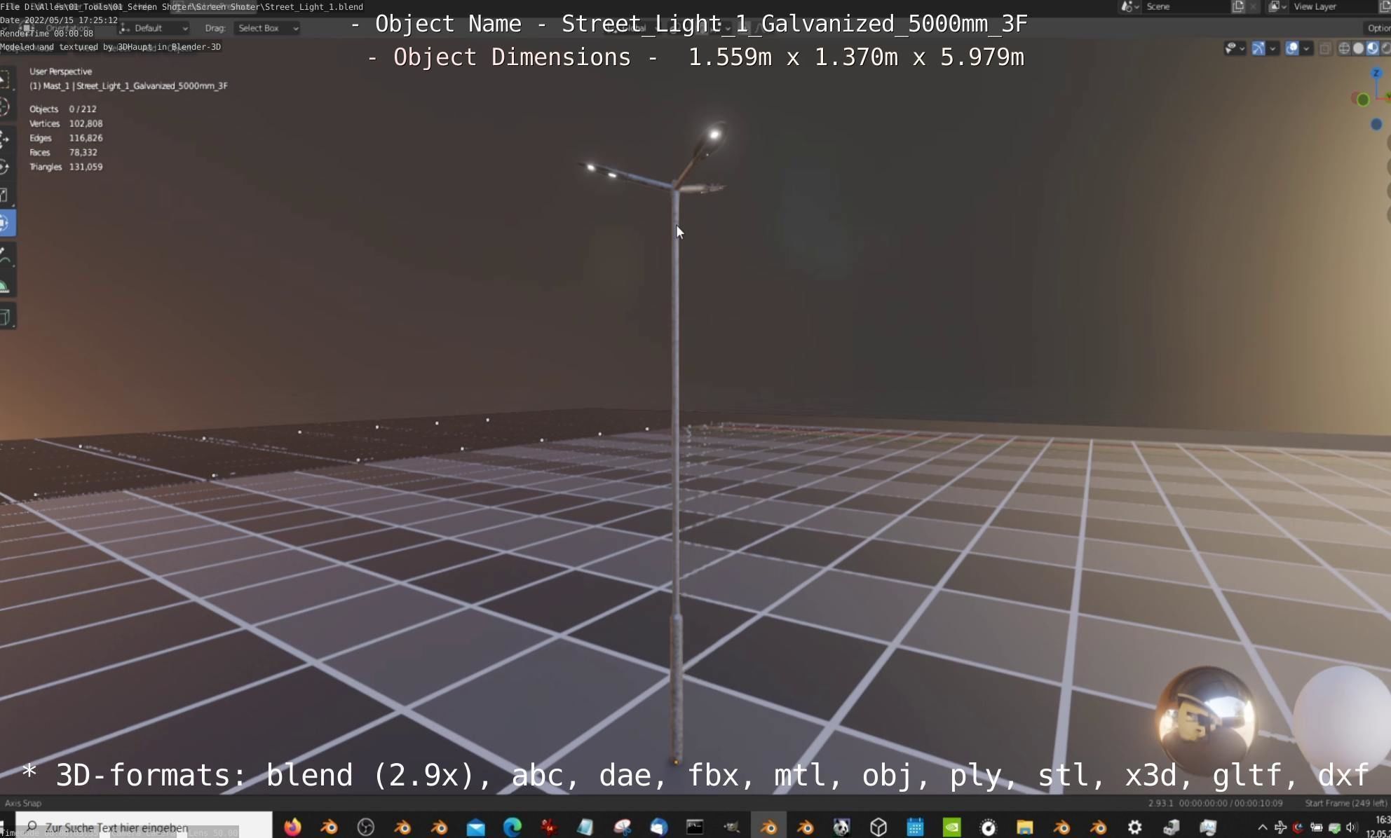 Street Light 1 Galvanized 5000mm 3F Low-poly 3D model_110