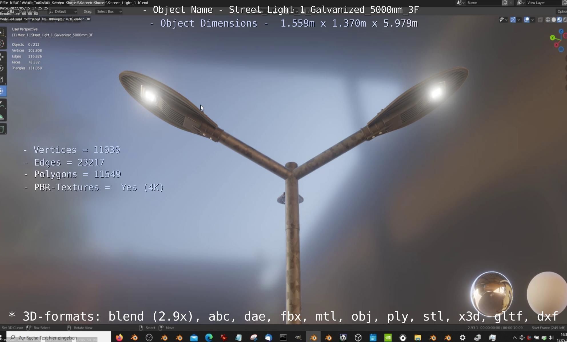 Street Light 1 Galvanized 5000mm 3F Low-poly 3D model_26