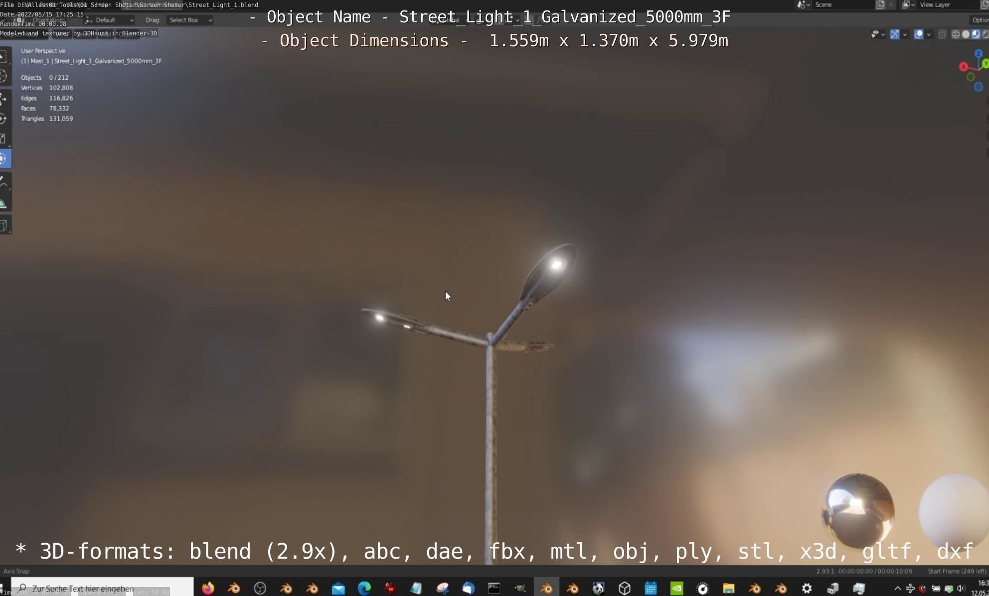 Street Light 1 Galvanized 5000mm 3F Low-poly 3D model_49