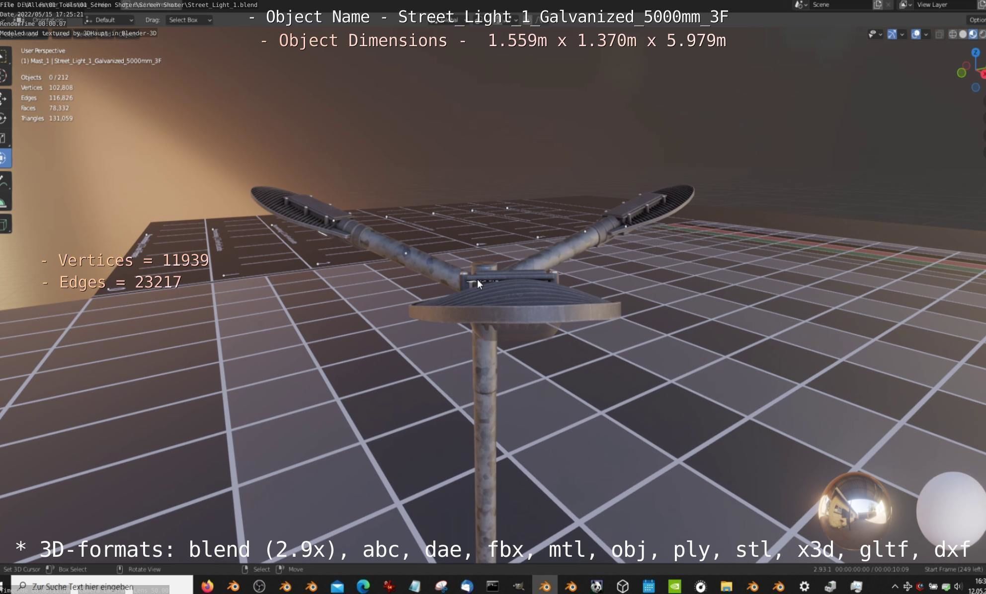 Street Light 1 Galvanized 5000mm 3F Low-poly 3D model_64