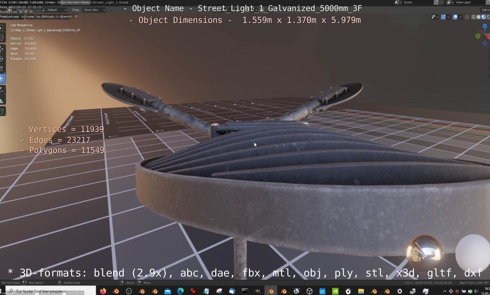 Street Light 1 Galvanized 5000mm 3F Low-poly 3D model_61