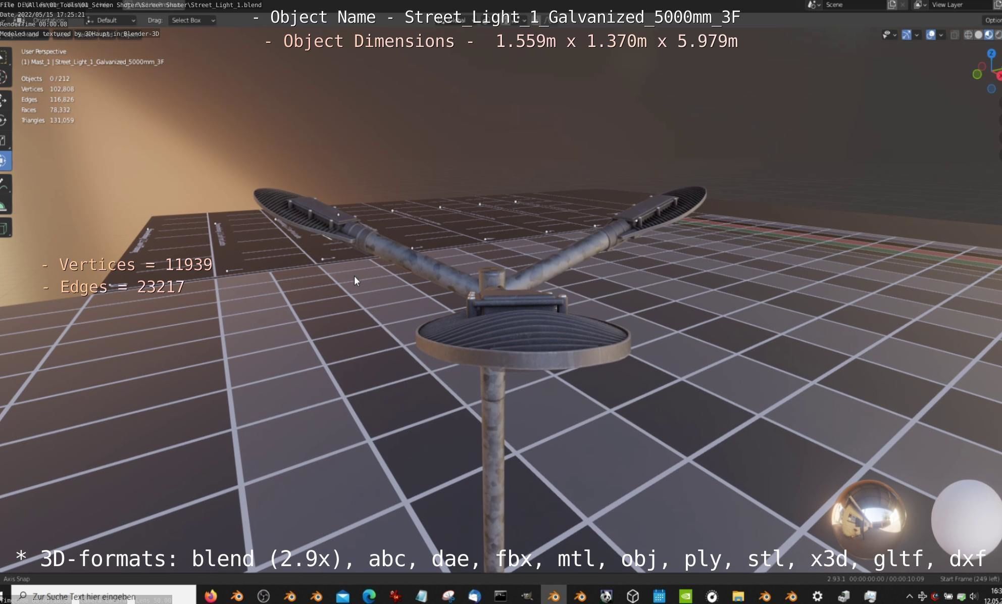 Street Light 1 Galvanized 5000mm 3F Low-poly 3D model_60