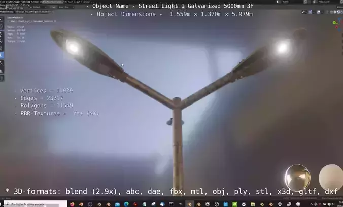 Street Light 1 Galvanized 5000mm 3F Low-poly 3D model