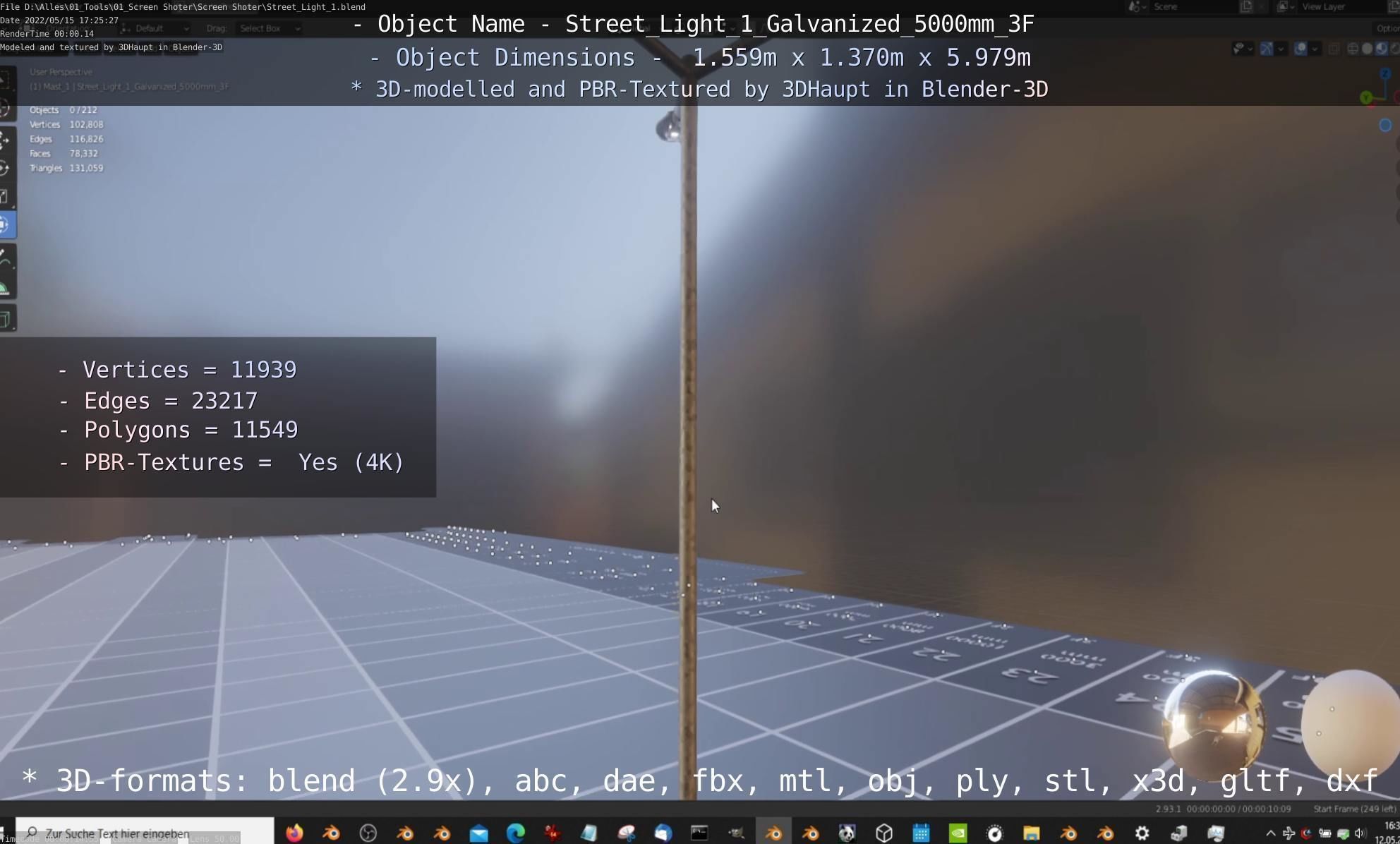 Street Light 1 Galvanized 5000mm 3F Low-poly 3D model_78