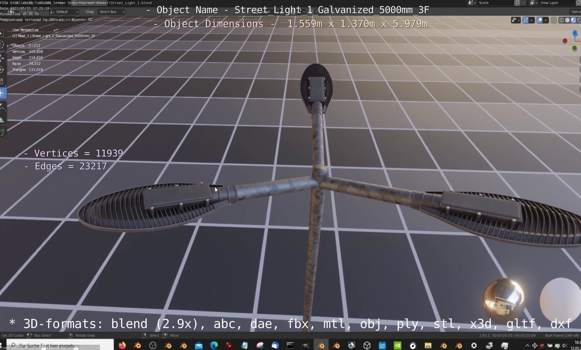 Street Light 1 Galvanized 5000mm 3F Low-poly 3D model_56