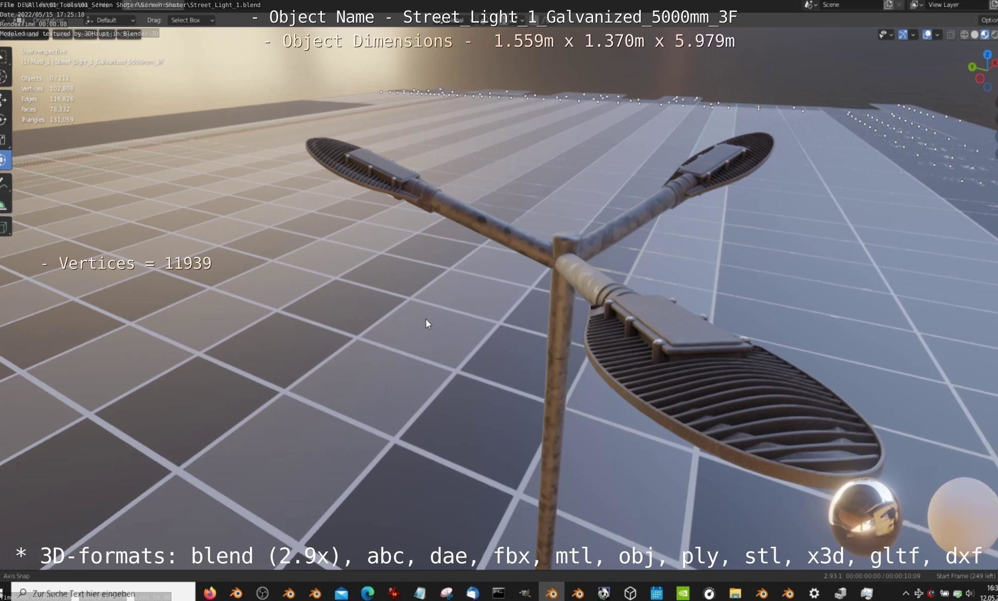 Street Light 1 Galvanized 5000mm 3F Low-poly 3D model_22