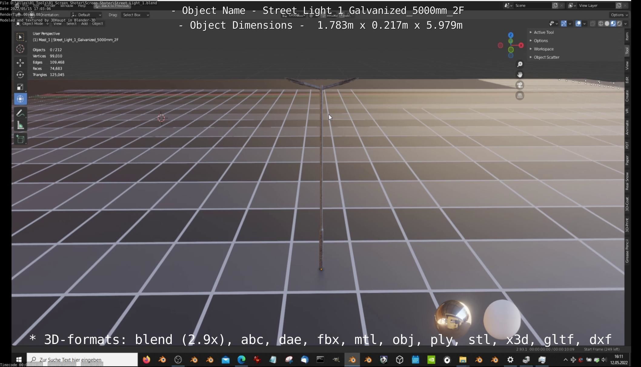 Street Light 1 Galvanized 5000mm 2F Low-poly 3D model_43