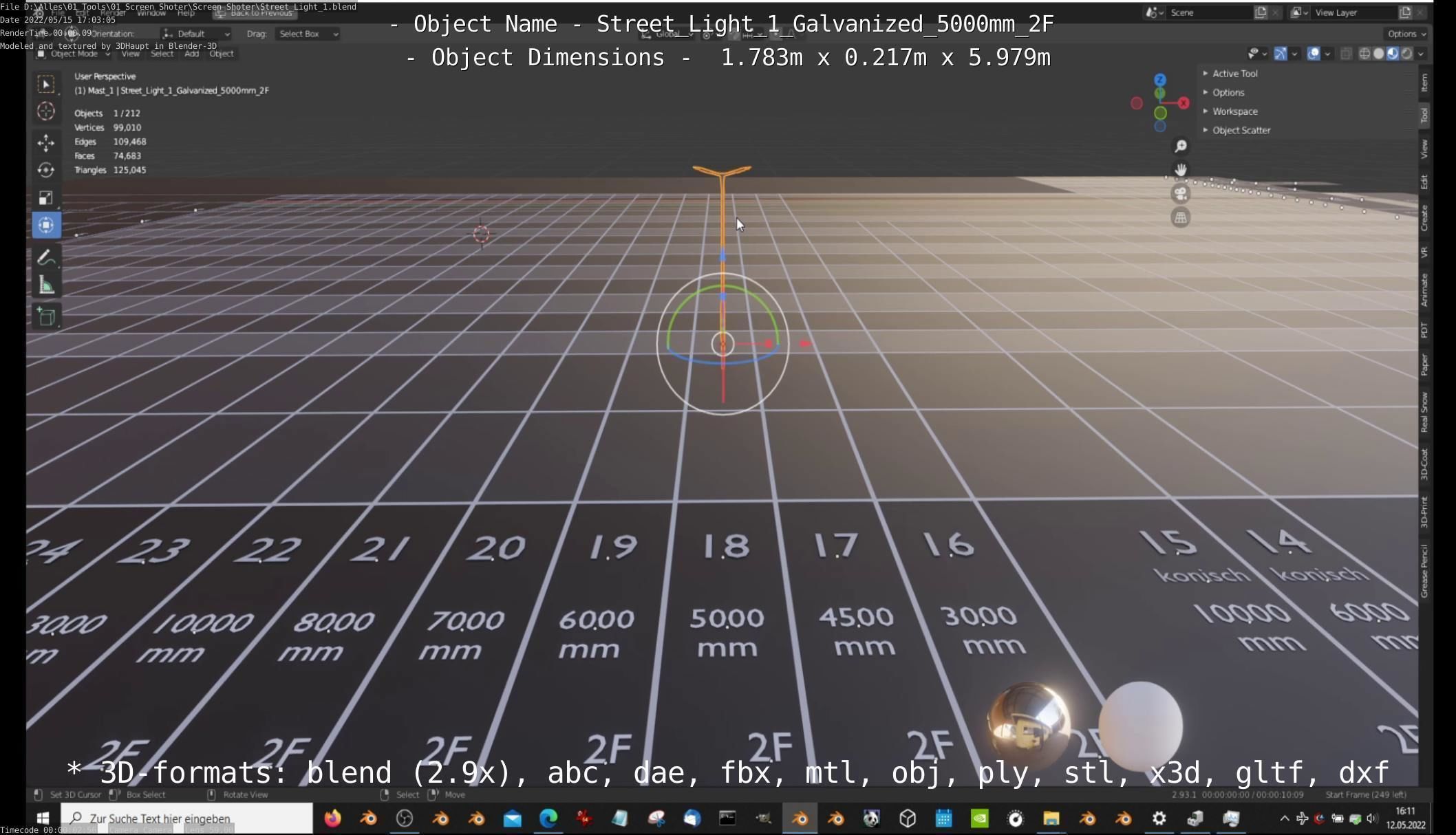 Street Light 1 Galvanized 5000mm 2F Low-poly 3D model_45