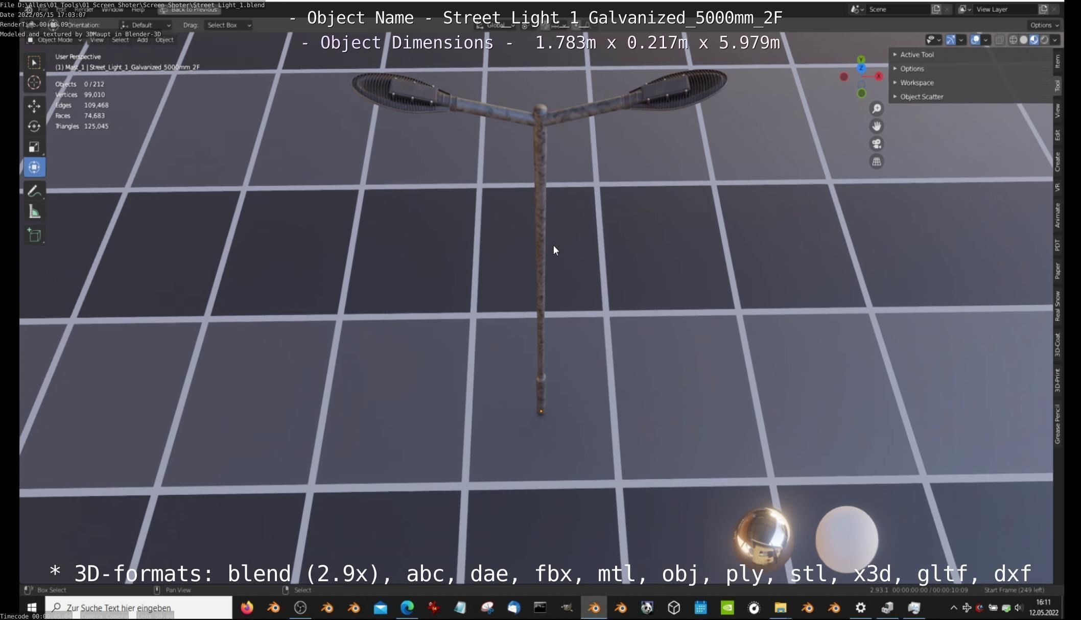 Street Light 1 Galvanized 5000mm 2F Low-poly 3D model_51