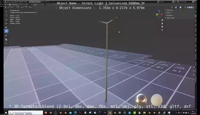 Street Light 1 Galvanized 5000mm 2F Low-poly 3D model