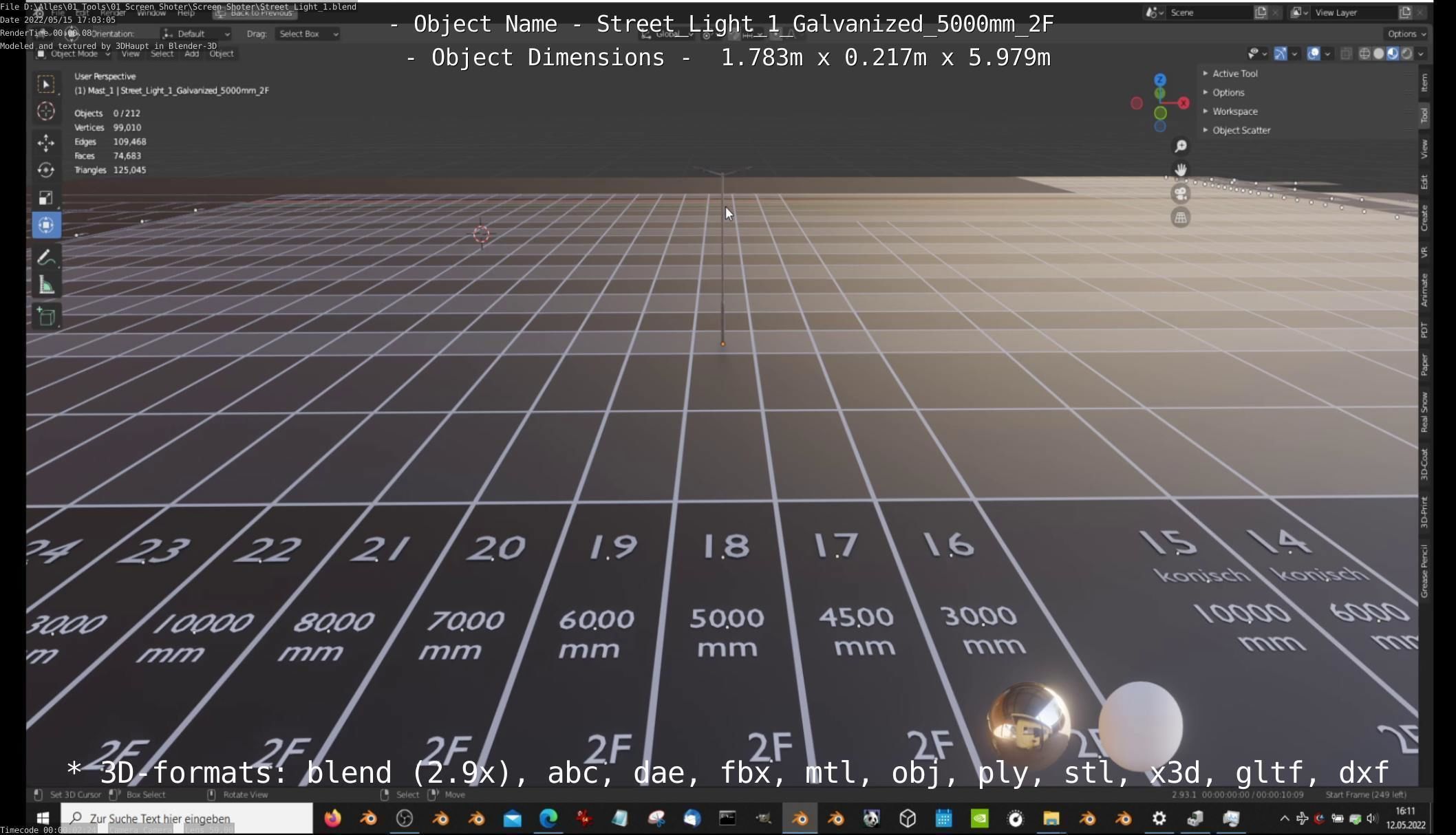 Street Light 1 Galvanized 5000mm 2F Low-poly 3D model_39
