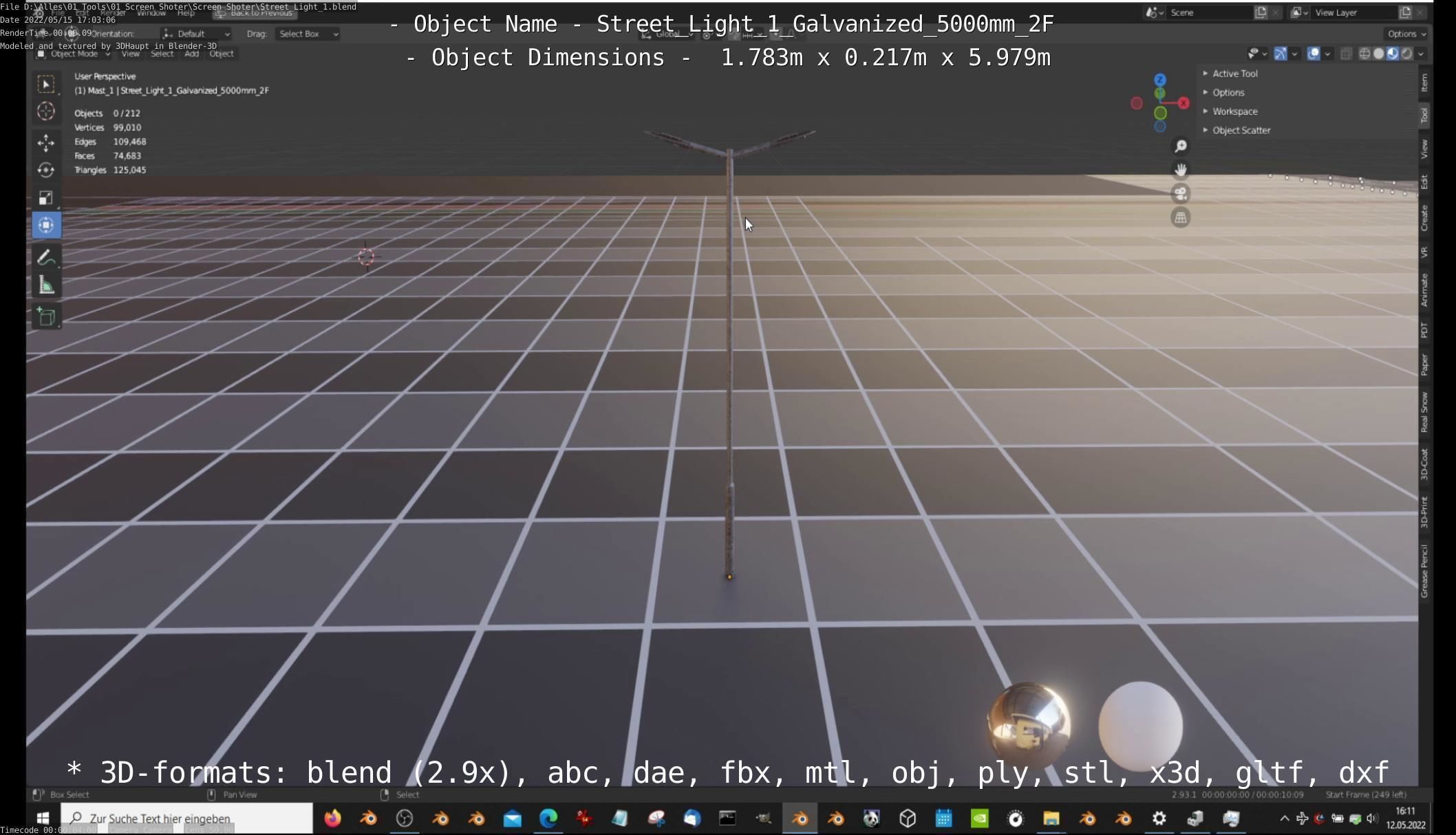 Street Light 1 Galvanized 5000mm 2F Low-poly 3D model_41