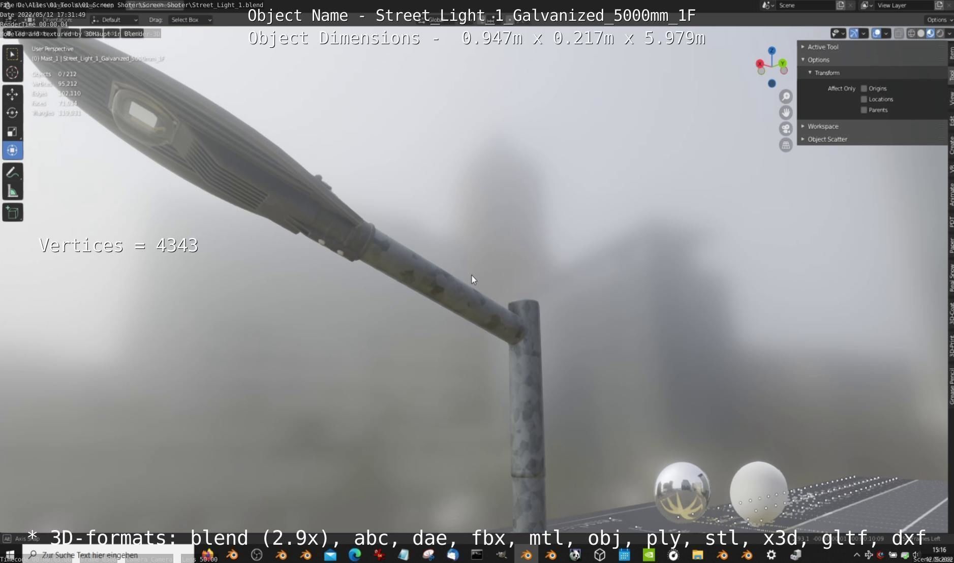 Street Light 1 Galvanized 5000mm 1F Low-poly 3D model_8