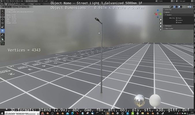 Street Light 1 Galvanized 5000mm 1F Low-poly 3D model