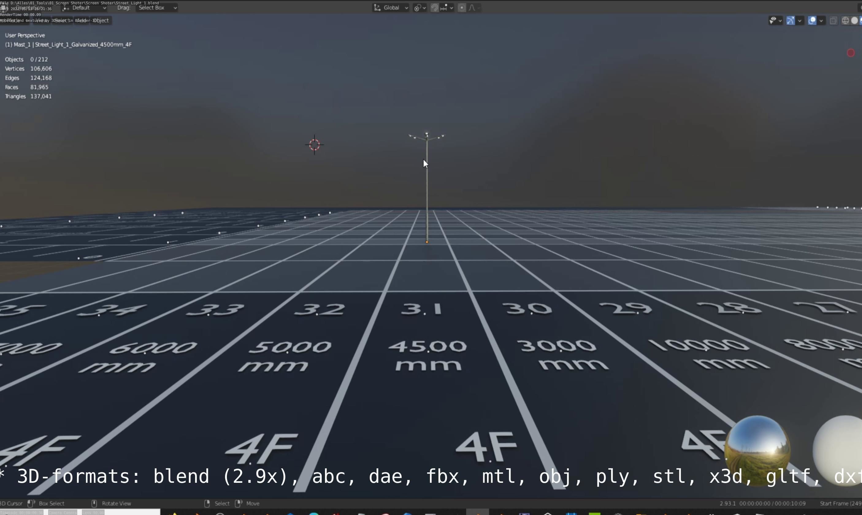 Street Light 1 Galvanized 4500mm 4F Low-poly 3D model_31