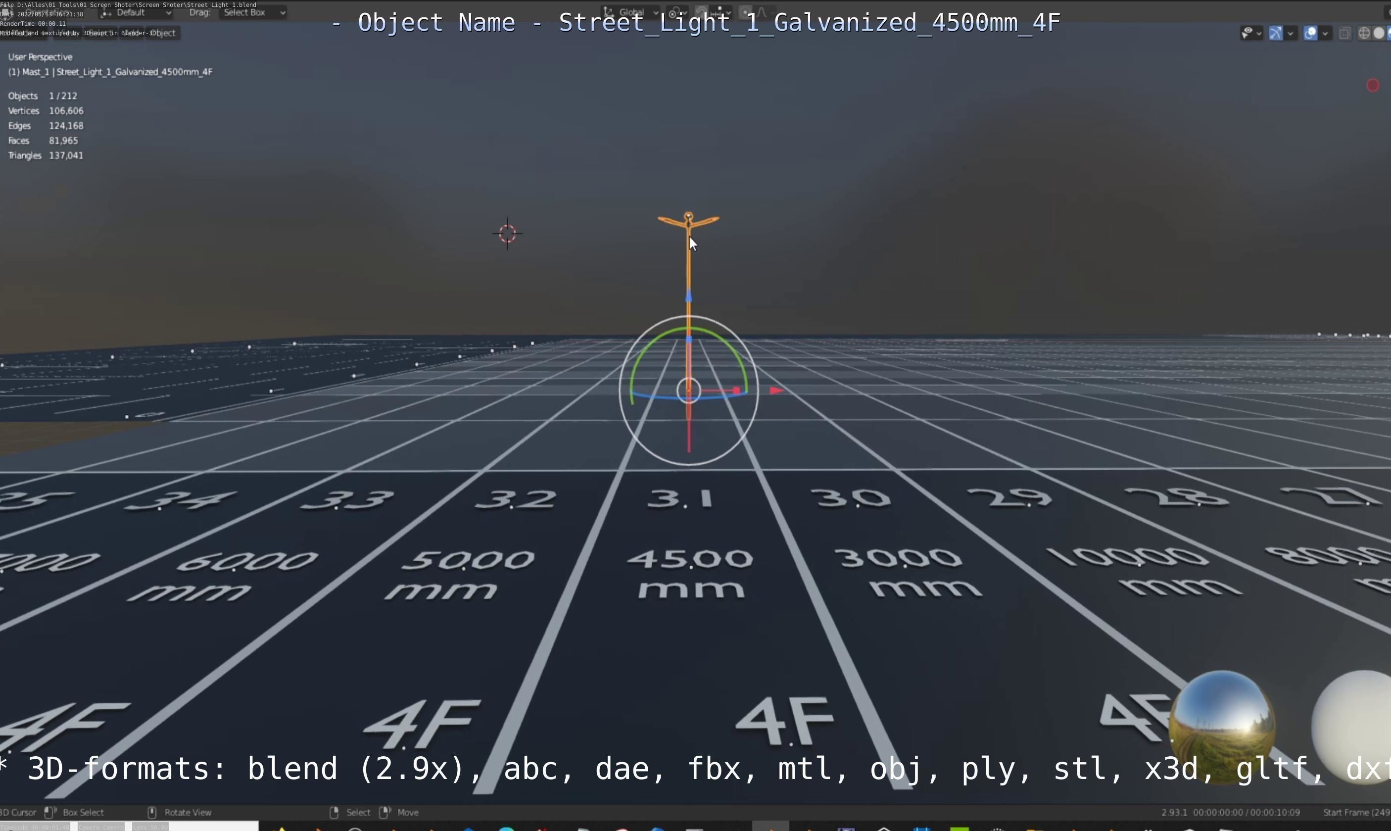 Street Light 1 Galvanized 4500mm 4F Low-poly 3D model_34