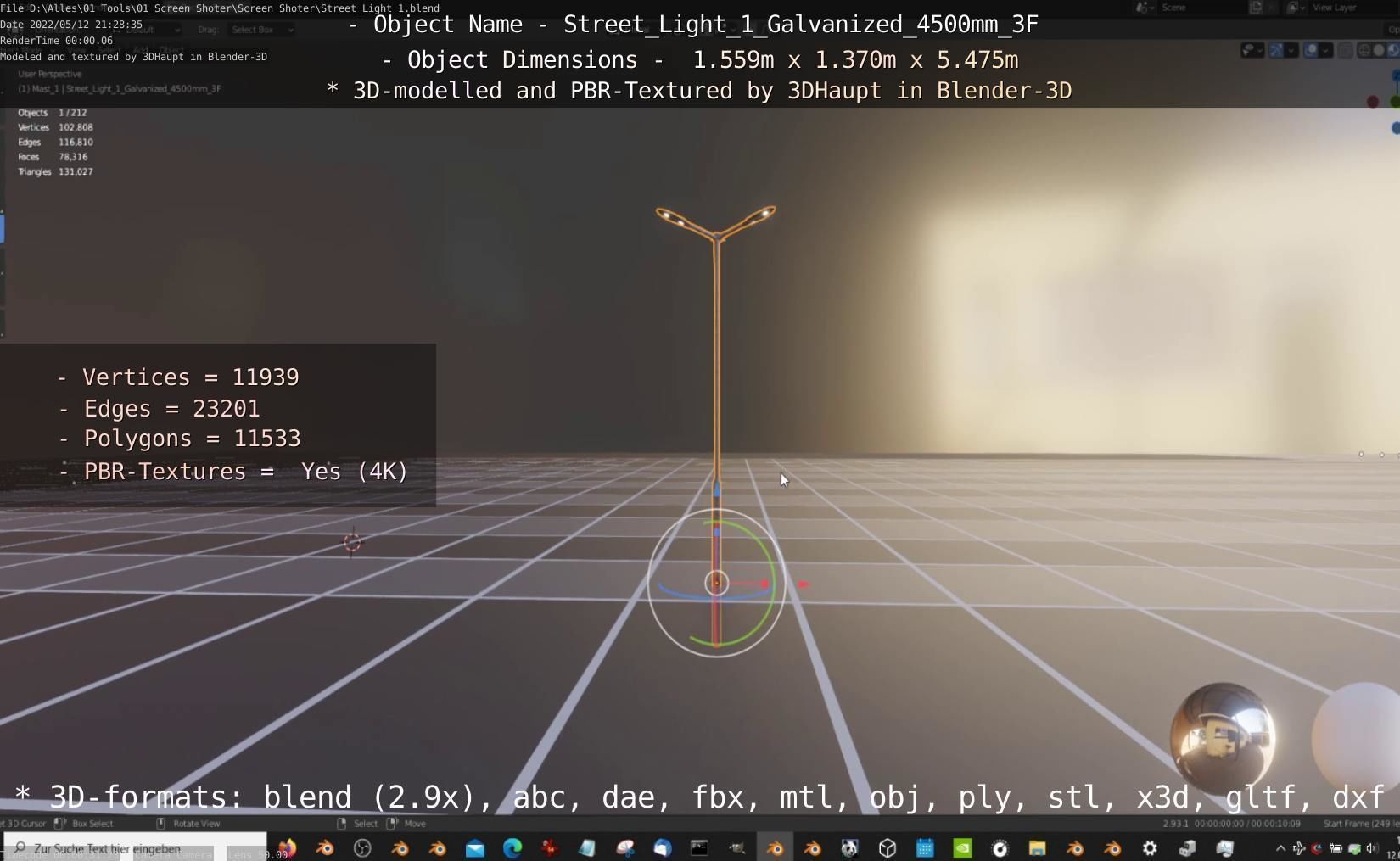 Street Light 1 Galvanized 4500mm 3F Low-poly 3D model_28