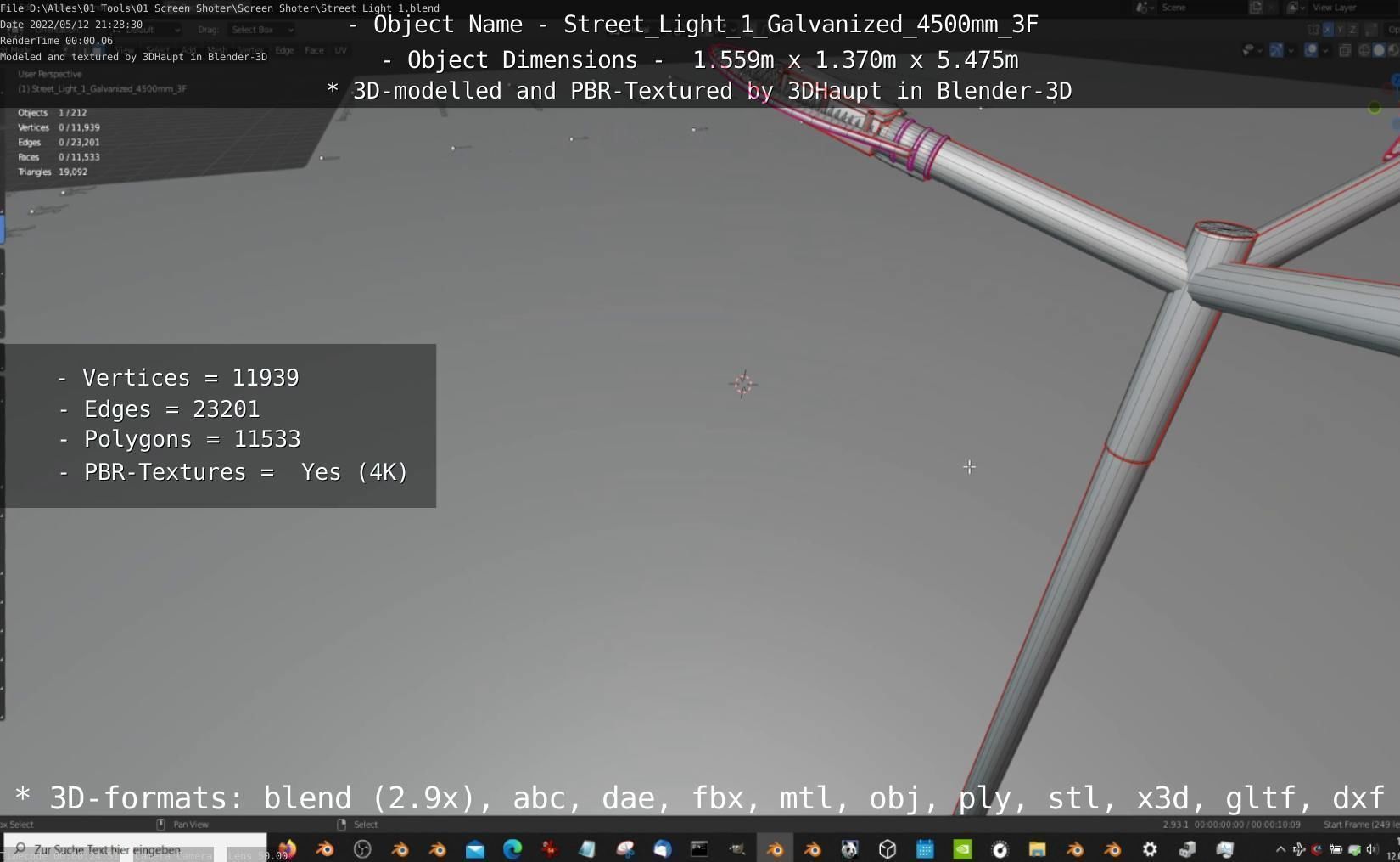 Street Light 1 Galvanized 4500mm 3F Low-poly 3D model_22