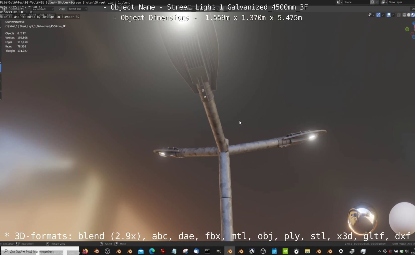 Street Light 1 Galvanized 4500mm 3F Low-poly 3D model_10