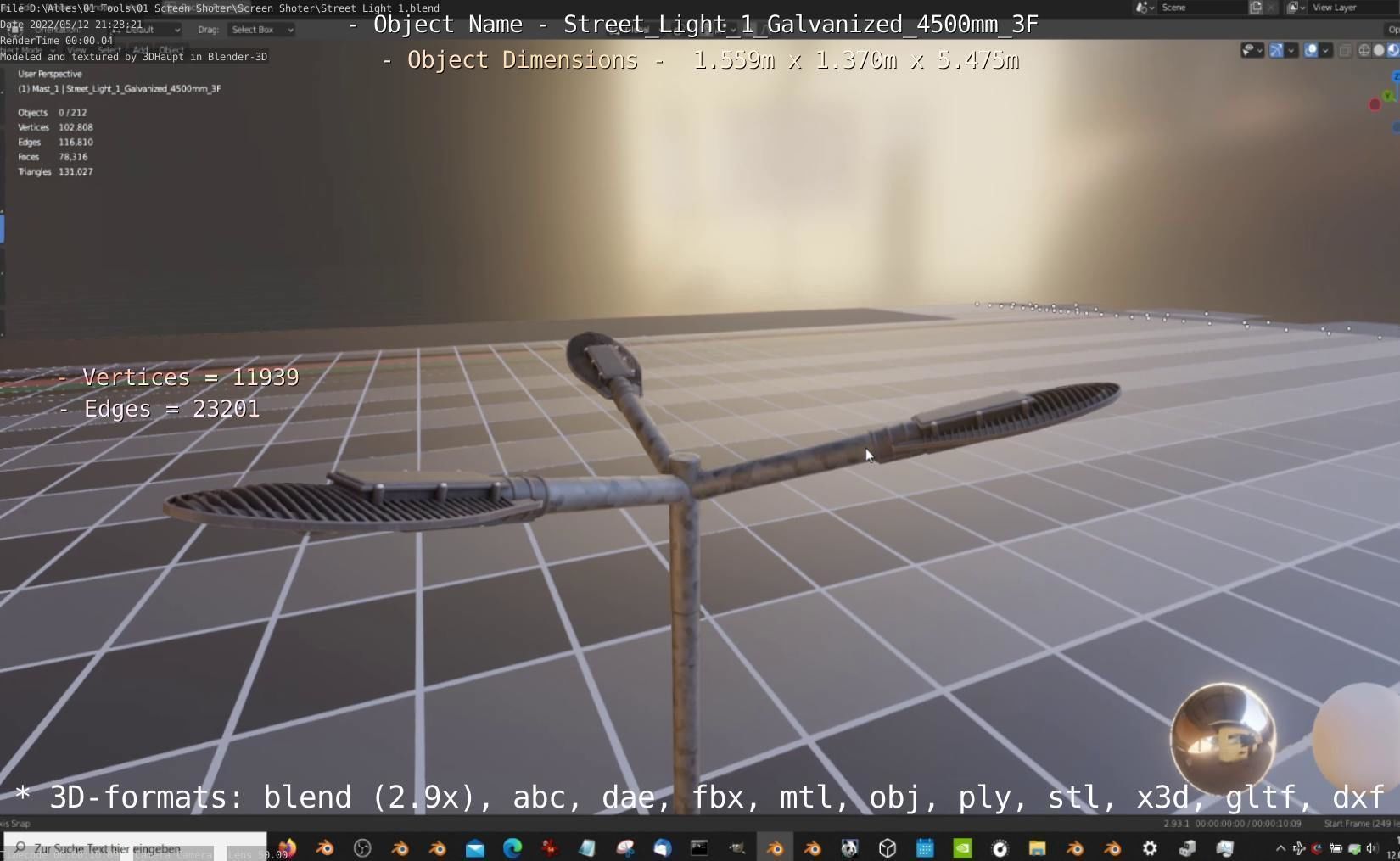 Street Light 1 Galvanized 4500mm 3F Low-poly 3D model_4