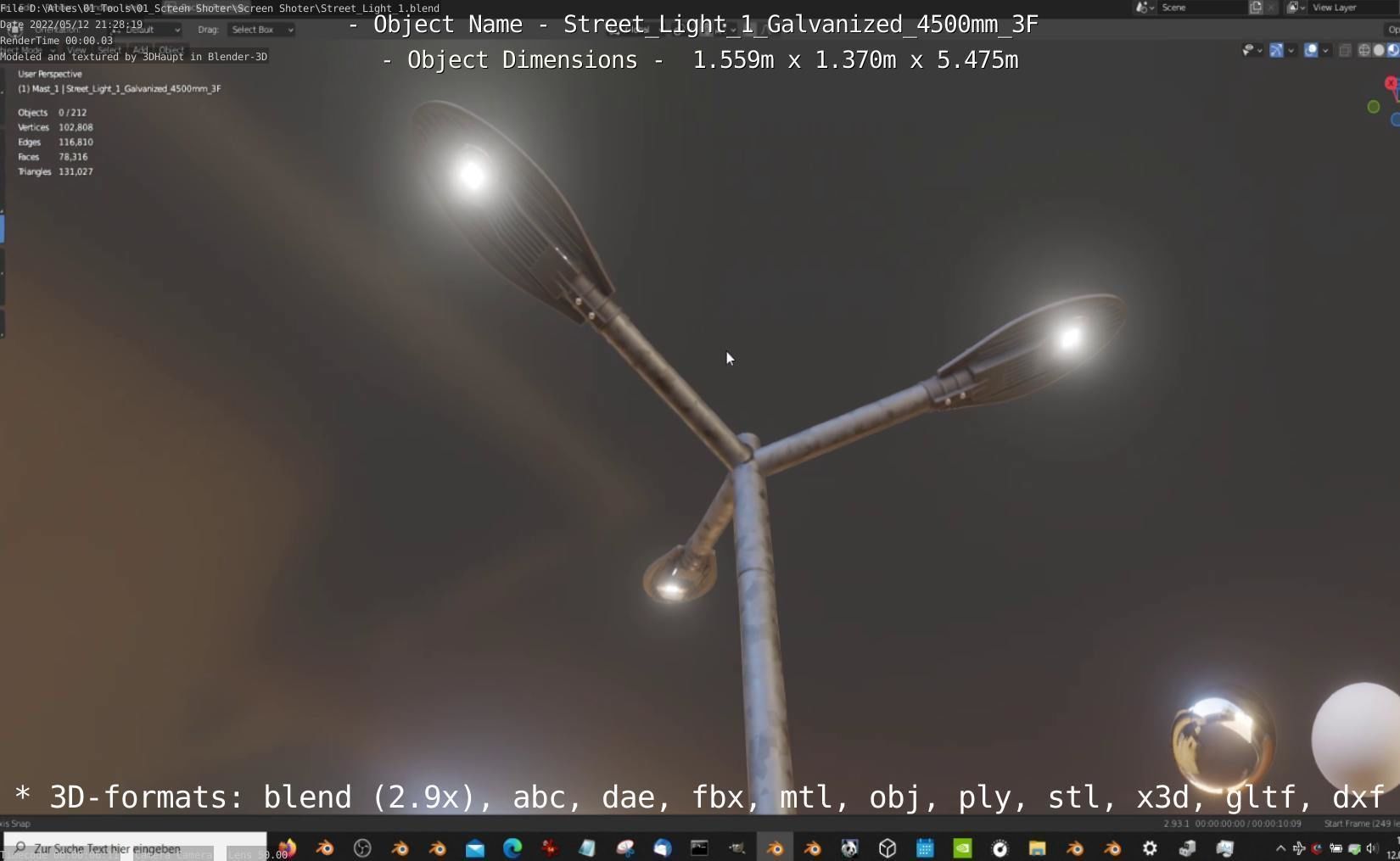 Street Light 1 Galvanized 4500mm 3F Low-poly 3D model_11