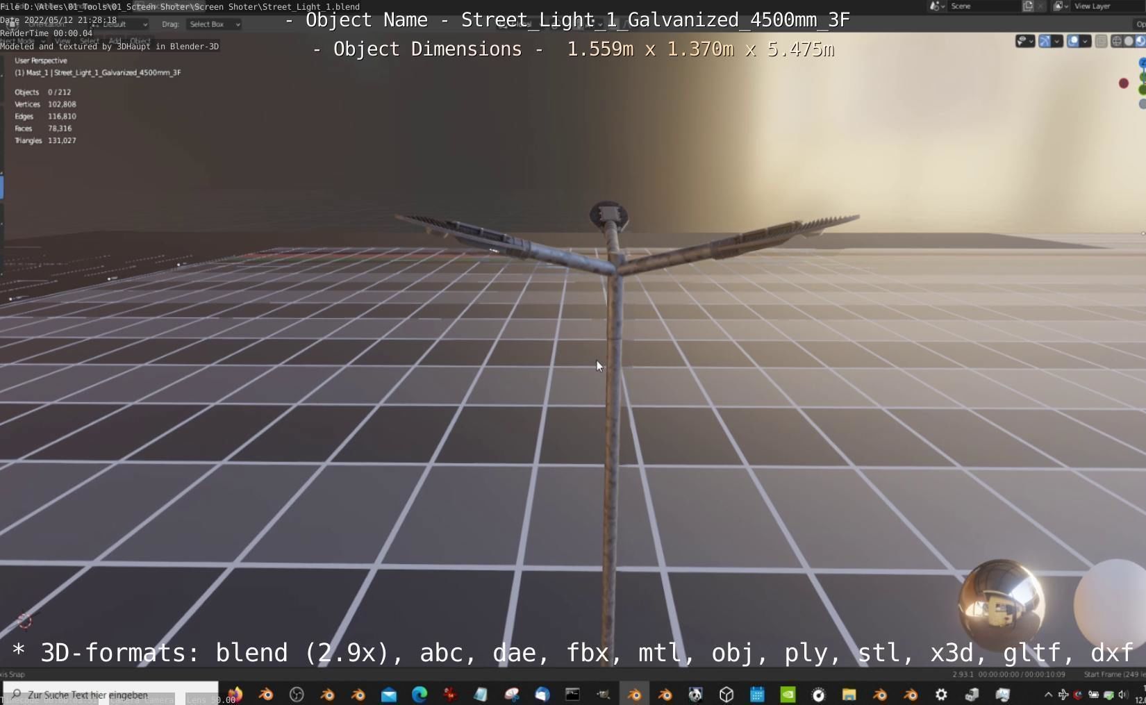 Street Light 1 Galvanized 4500mm 3F Low-poly 3D model_6