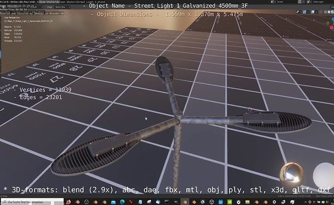 Street Light 1 Galvanized 4500mm 3F Low-poly 3D model
