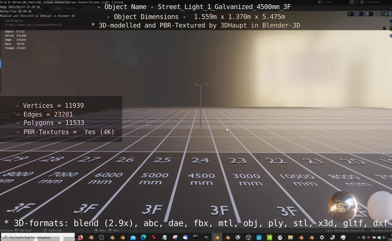 Street Light 1 Galvanized 4500mm 3F Low-poly 3D model_29