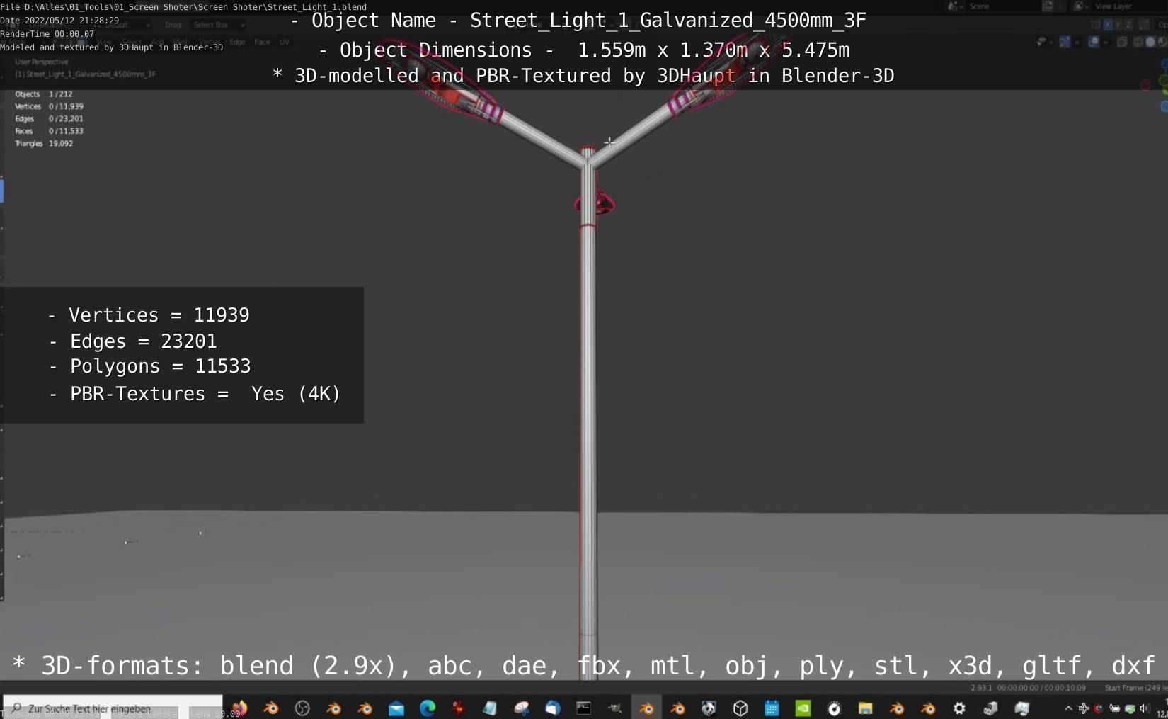 Street Light 1 Galvanized 4500mm 3F Low-poly 3D model_20