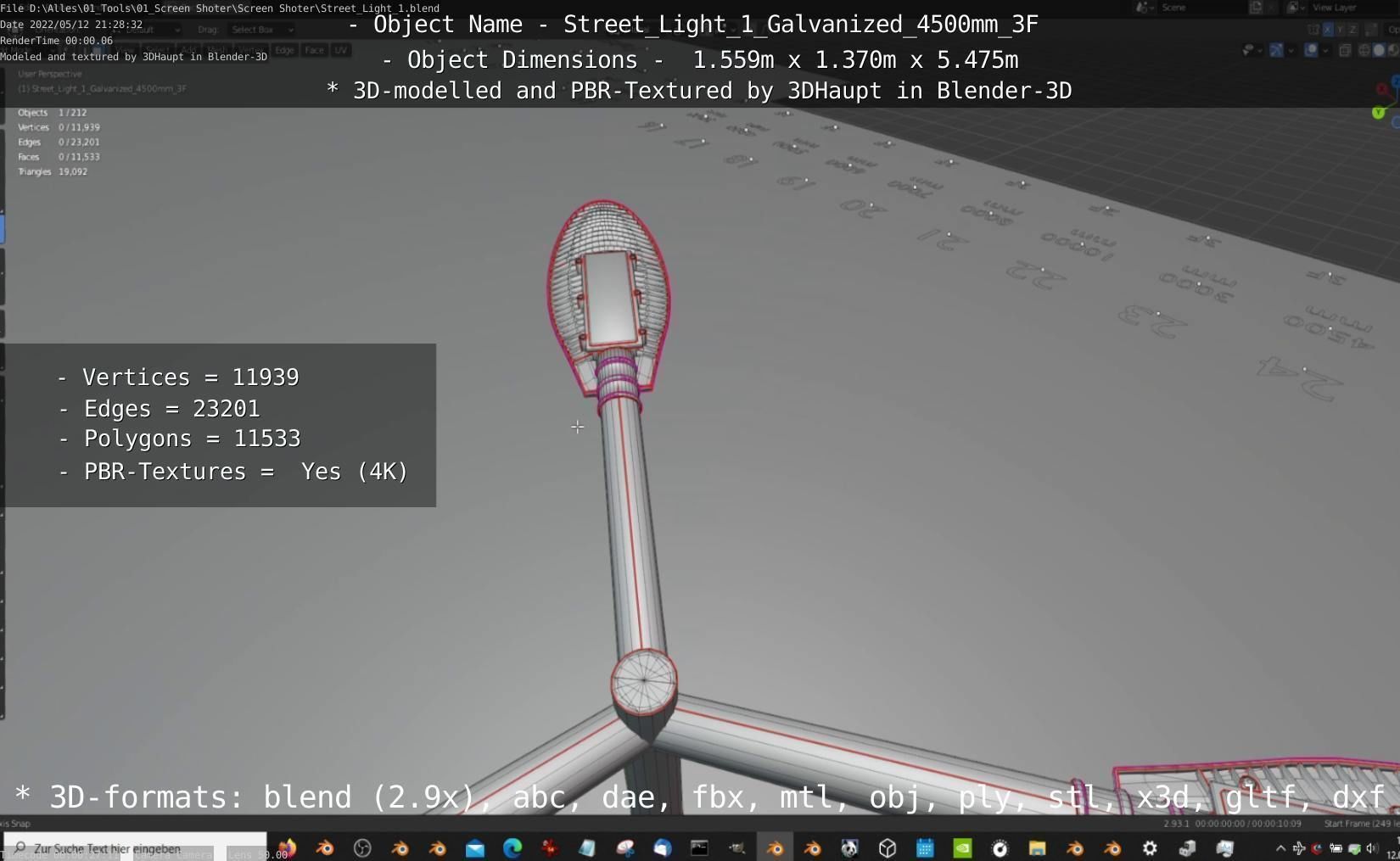 Street Light 1 Galvanized 4500mm 3F Low-poly 3D model_25