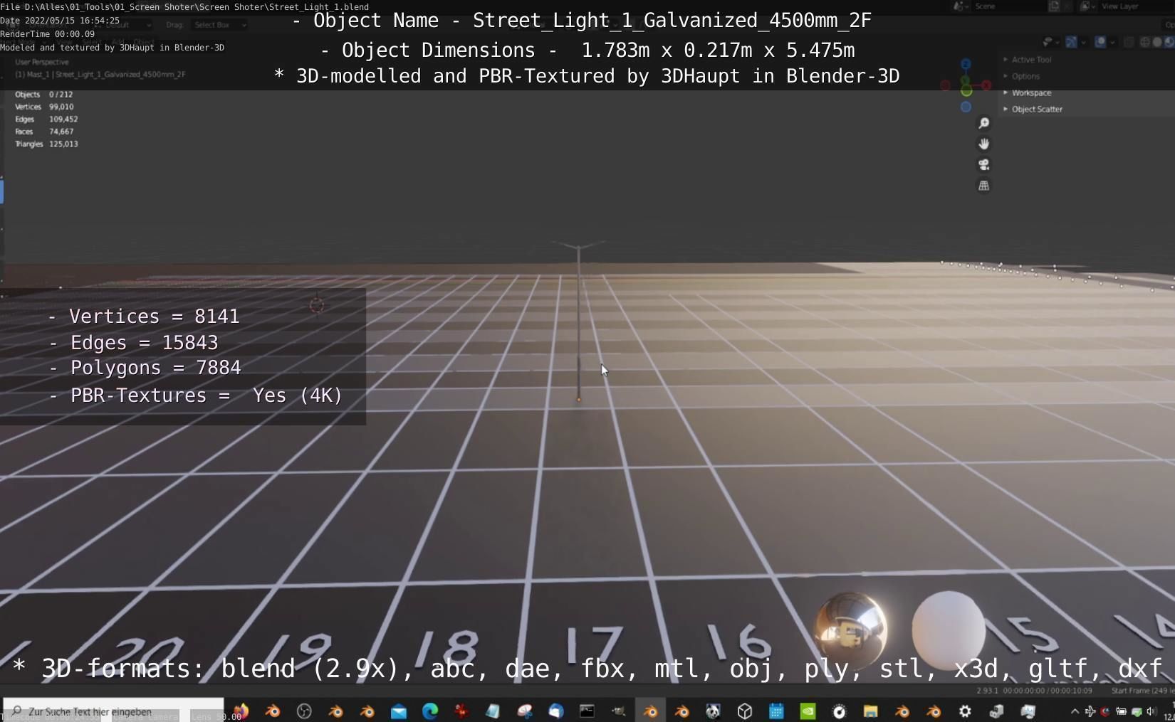 Street Light 1 Galvanized 4500mm 2F Low-poly 3D model_81