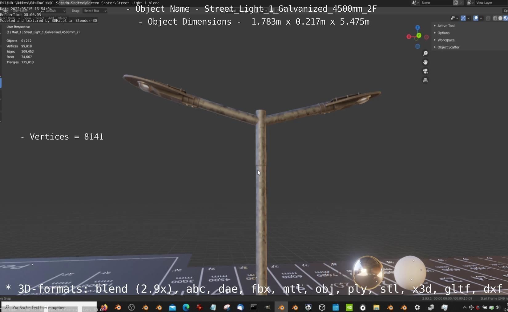 Street Light 1 Galvanized 4500mm 2F Low-poly 3D model_35