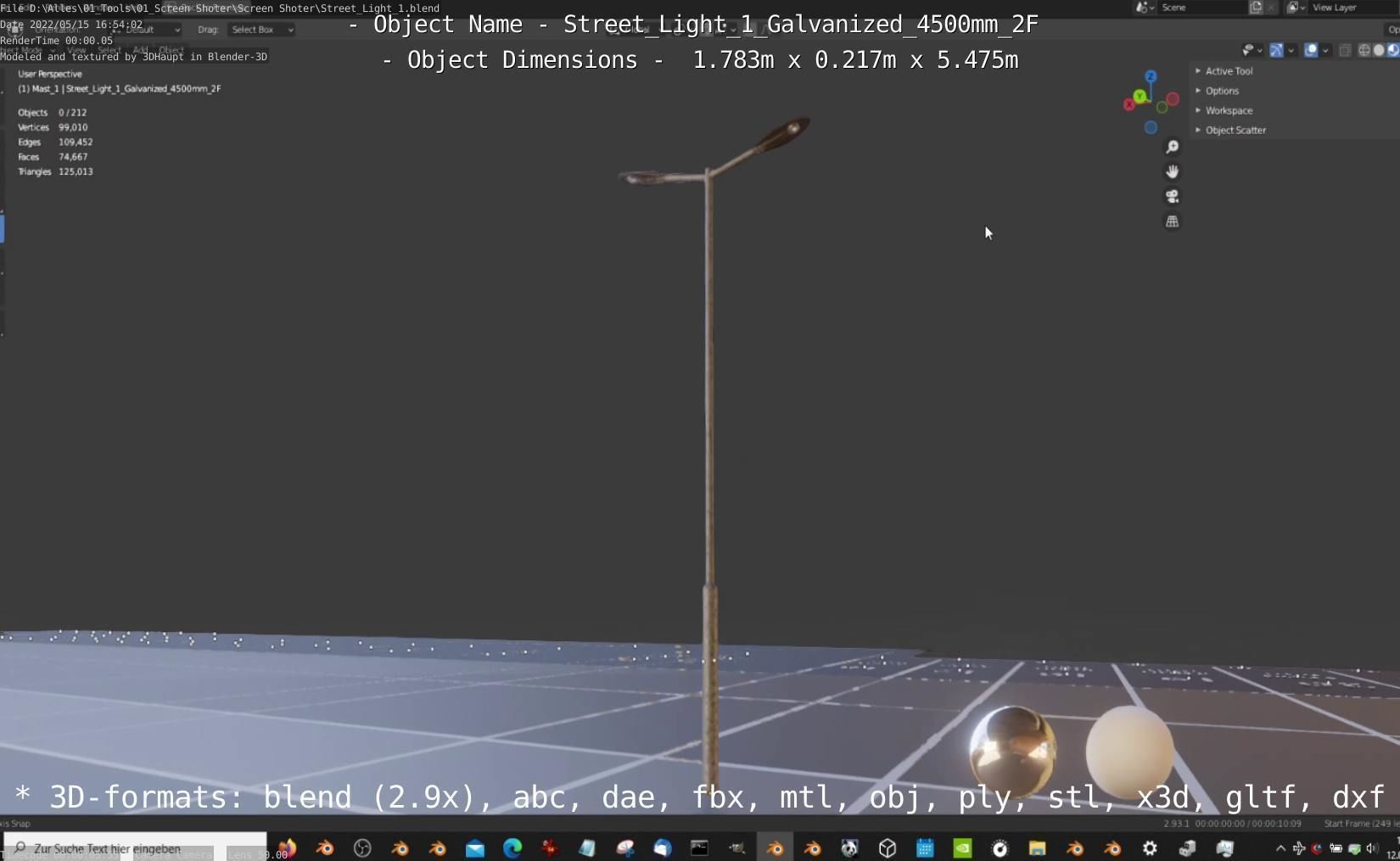 Street Light 1 Galvanized 4500mm 2F Low-poly 3D model_30