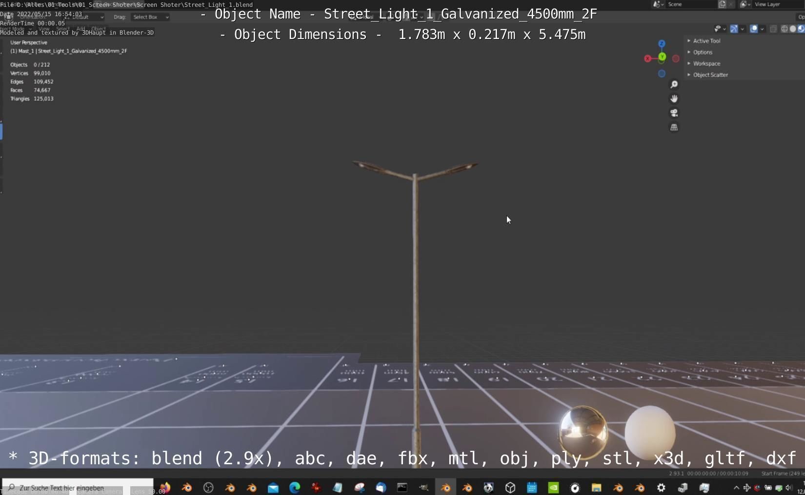 Street Light 1 Galvanized 4500mm 2F Low-poly 3D model_32