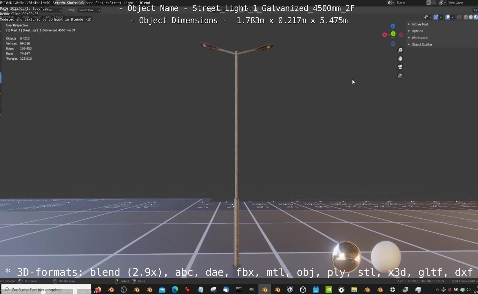Street Light 1 Galvanized 4500mm 2F Low-poly 3D model_16