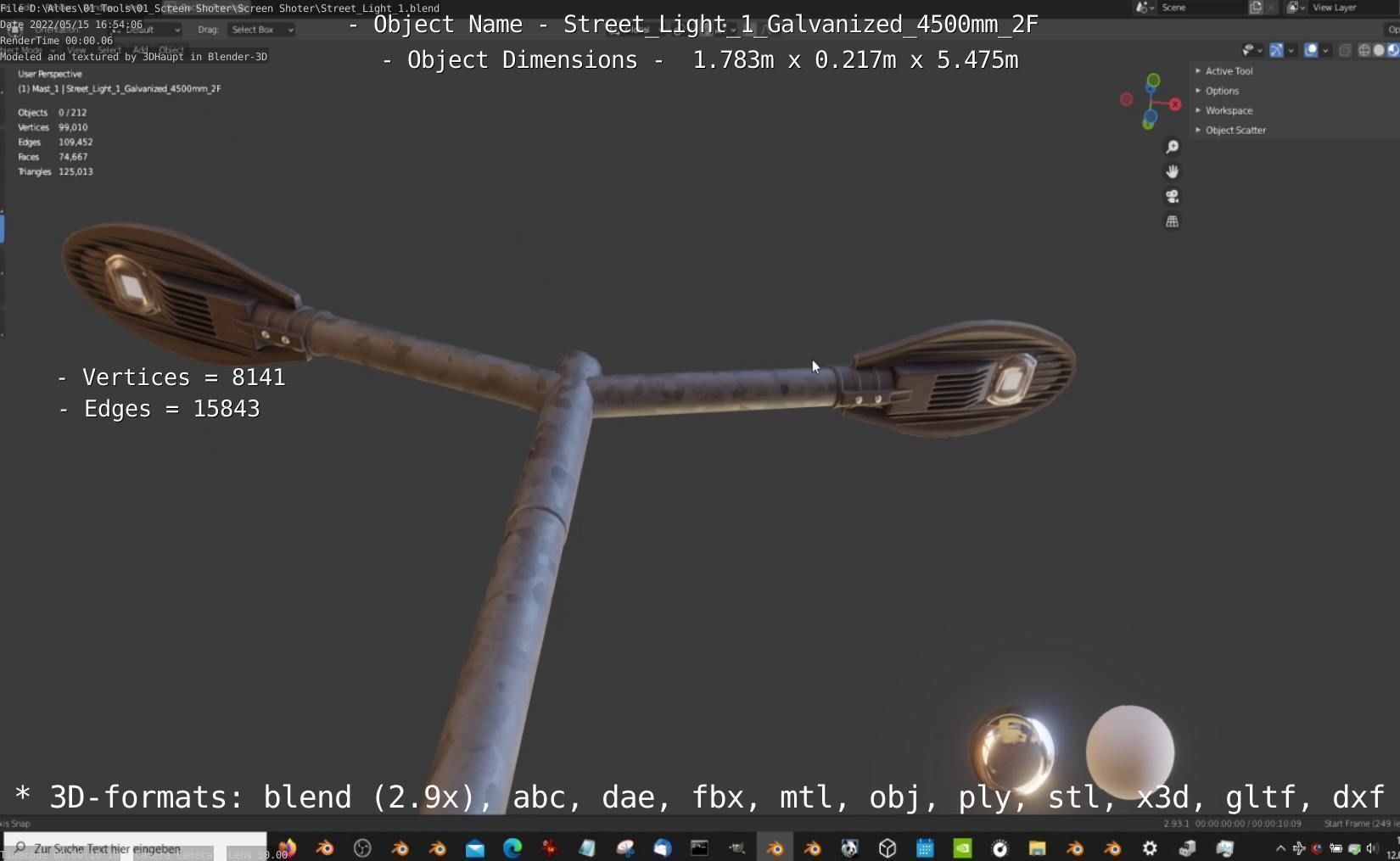 Street Light 1 Galvanized 4500mm 2F Low-poly 3D model_41