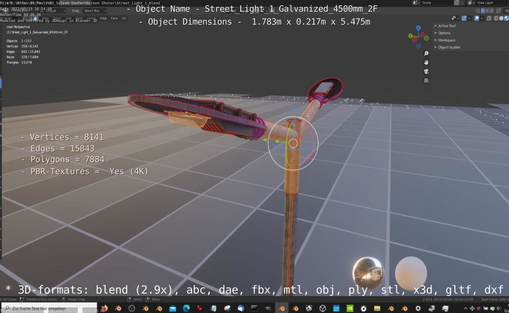 Street Light 1 Galvanized 4500mm 2F Low-poly 3D model_49