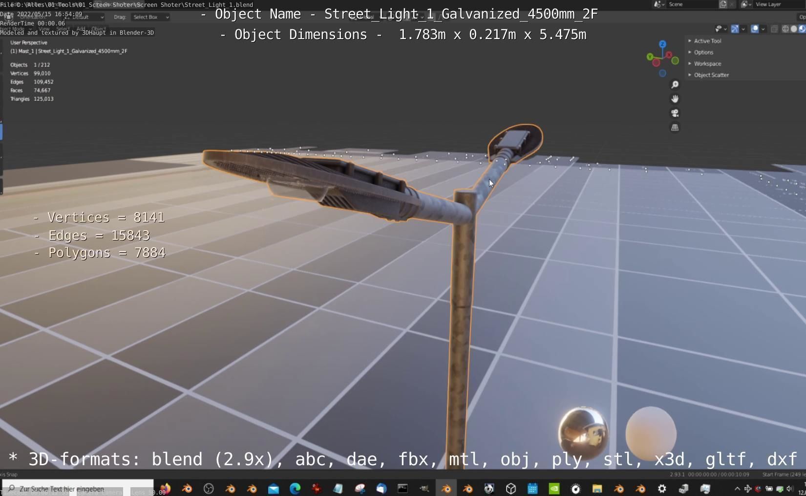 Street Light 1 Galvanized 4500mm 2F Low-poly 3D model_48