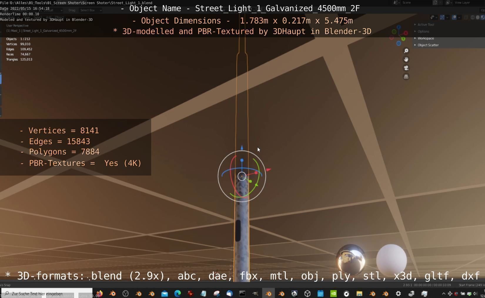 Street Light 1 Galvanized 4500mm 2F Low-poly 3D model_67