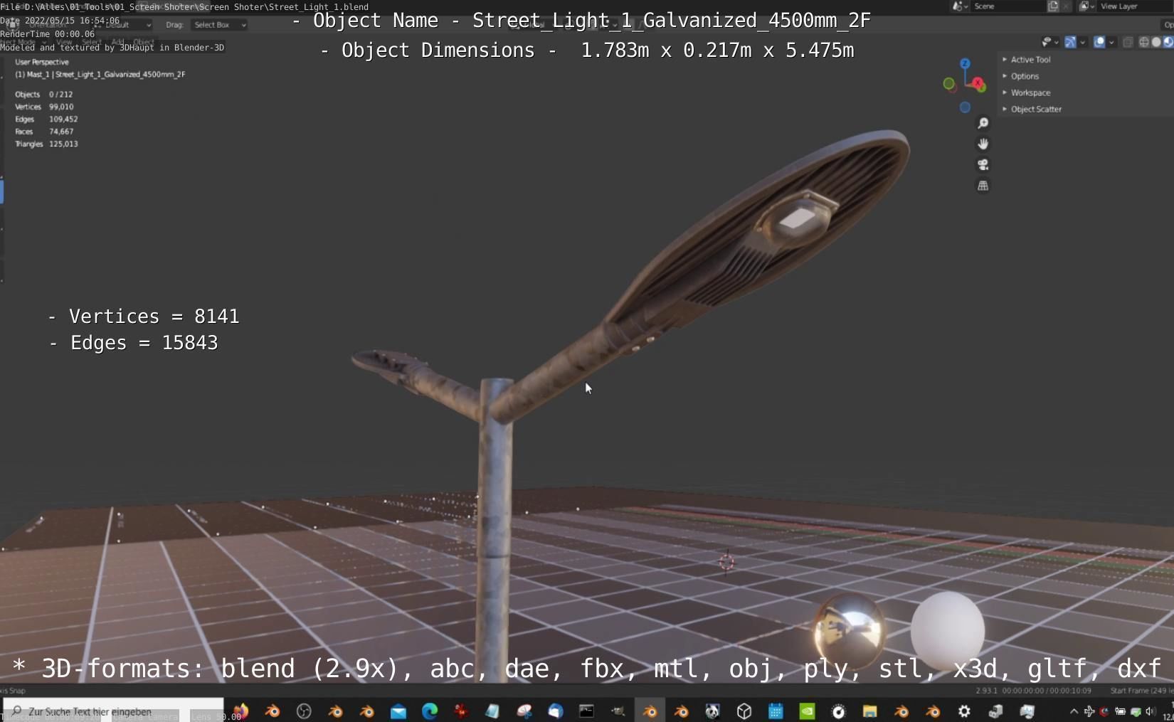 Street Light 1 Galvanized 4500mm 2F Low-poly 3D model_39