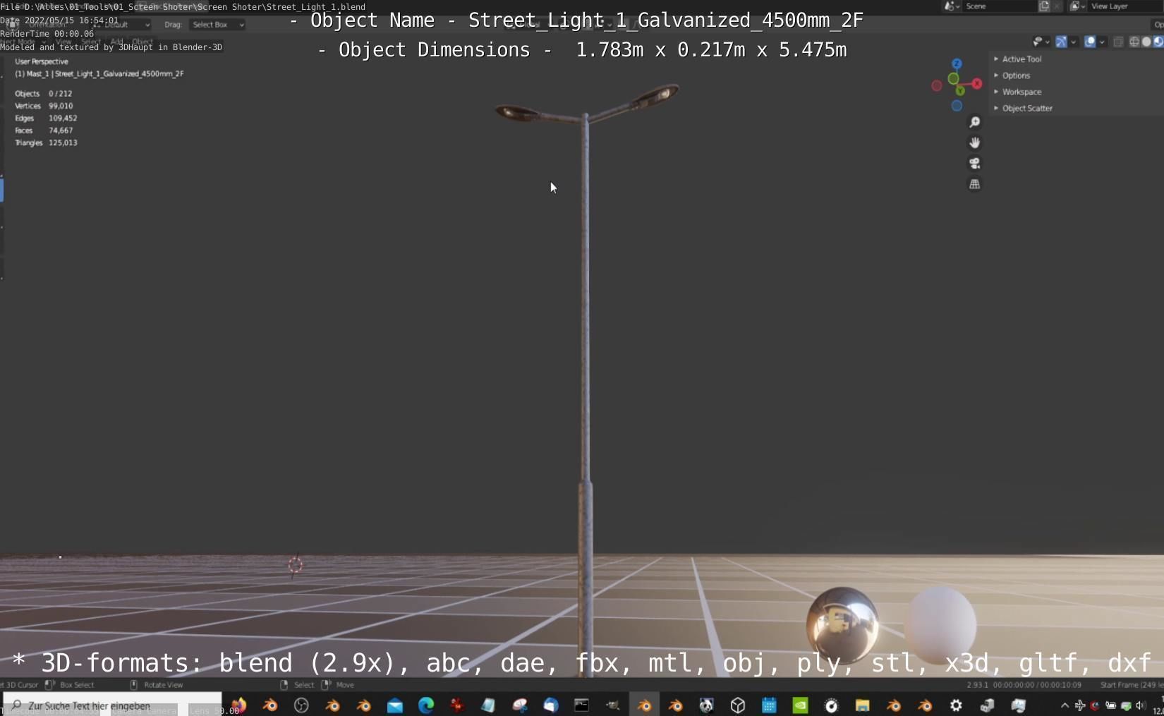 Street Light 1 Galvanized 4500mm 2F Low-poly 3D model_27