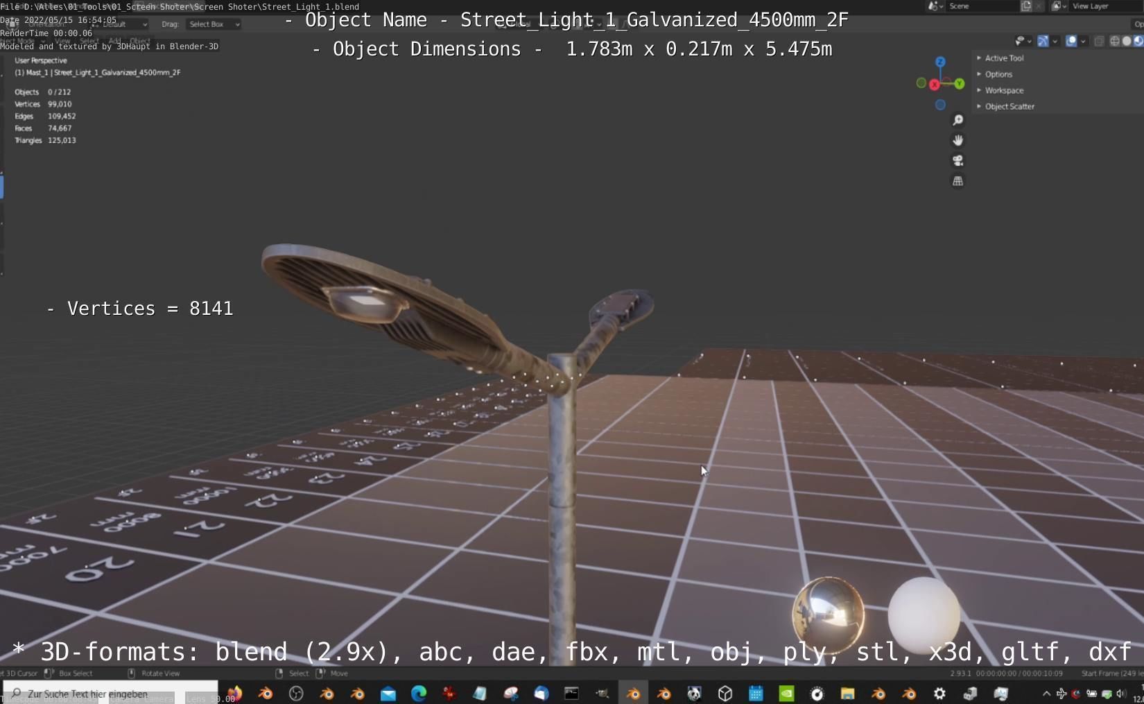 Street Light 1 Galvanized 4500mm 2F Low-poly 3D model_18