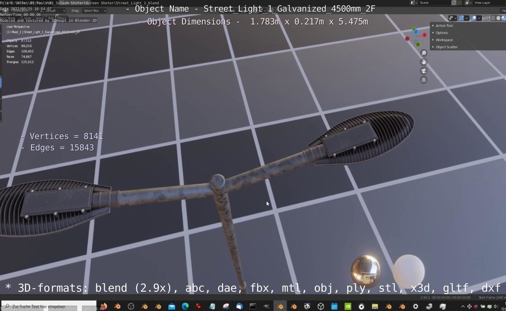 Street Light 1 Galvanized 4500mm 2F Low-poly 3D model_43