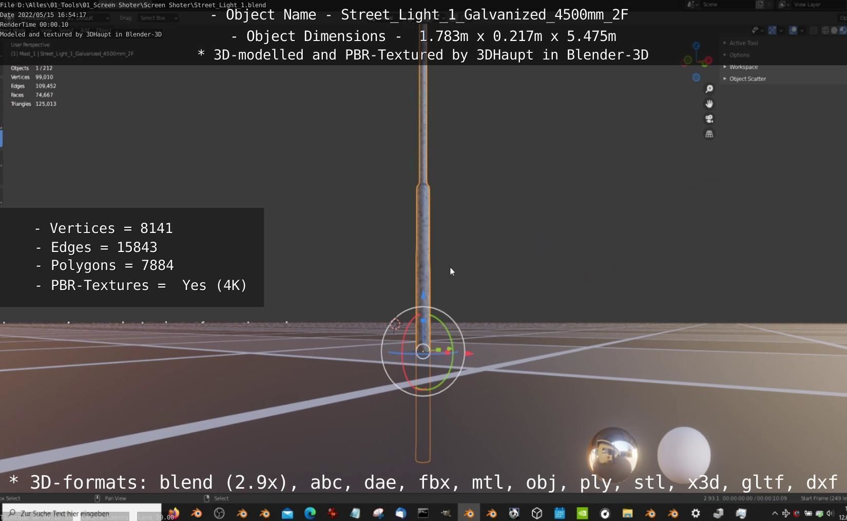 Street Light 1 Galvanized 4500mm 2F Low-poly 3D model_64