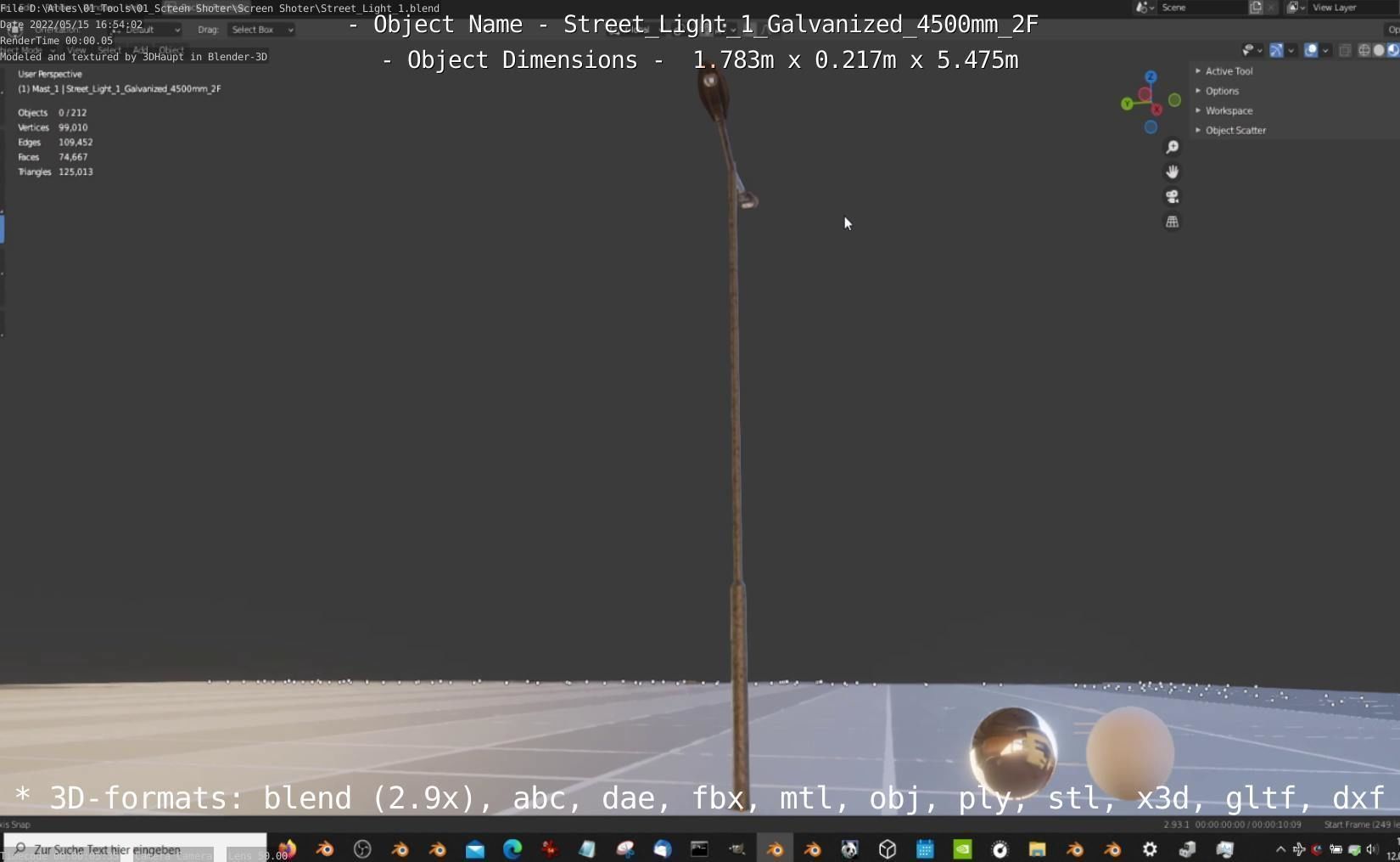 Street Light 1 Galvanized 4500mm 2F Low-poly 3D model_29