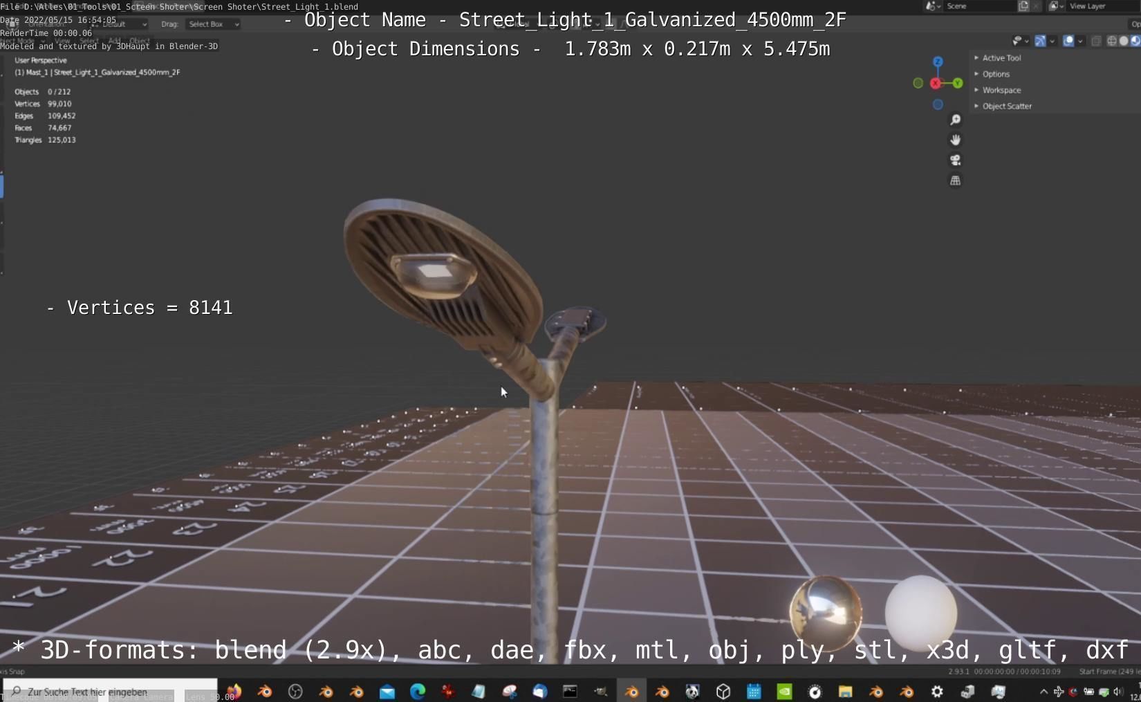 Street Light 1 Galvanized 4500mm 2F Low-poly 3D model_19