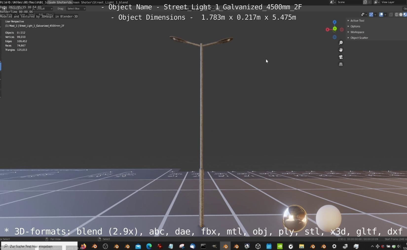 Street Light 1 Galvanized 4500mm 2F Low-poly 3D model_31