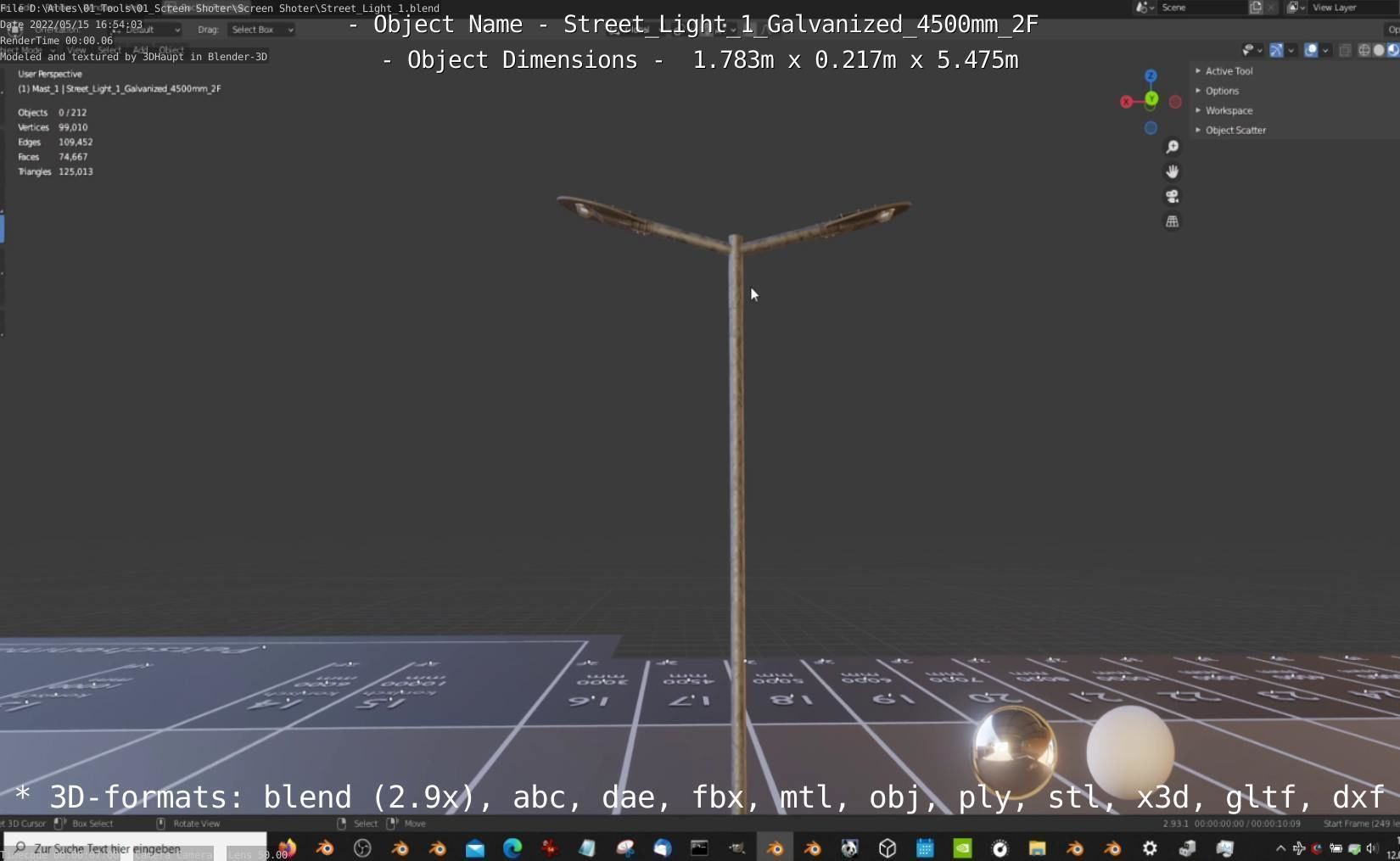 Street Light 1 Galvanized 4500mm 2F Low-poly 3D model_33