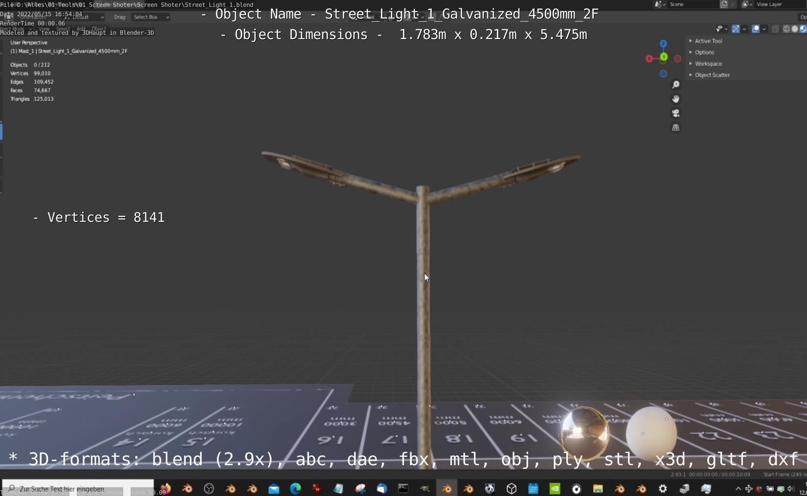 Street Light 1 Galvanized 4500mm 2F Low-poly 3D model_34